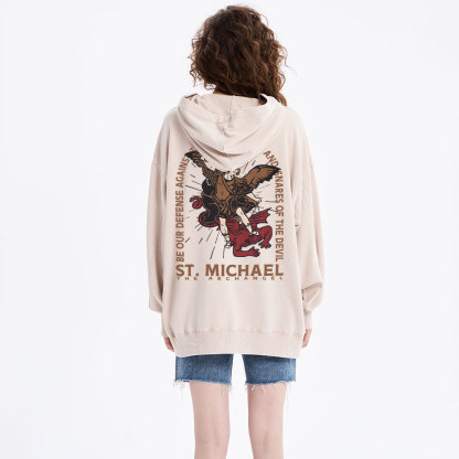 New ST Michael The Archangel Christian Washed Hoodie