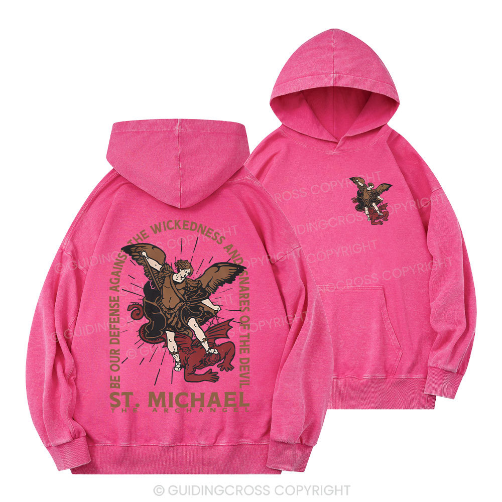 New ST Michael The Archangel Christian Washed Hoodie