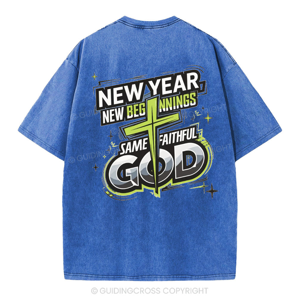New Year New Beginning Same God Christian Washed T-Shirt