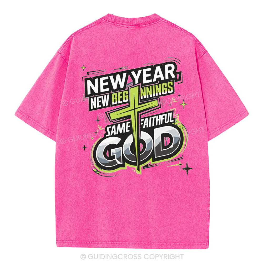 New Year New Beginning Same God Christian Washed T-Shirt