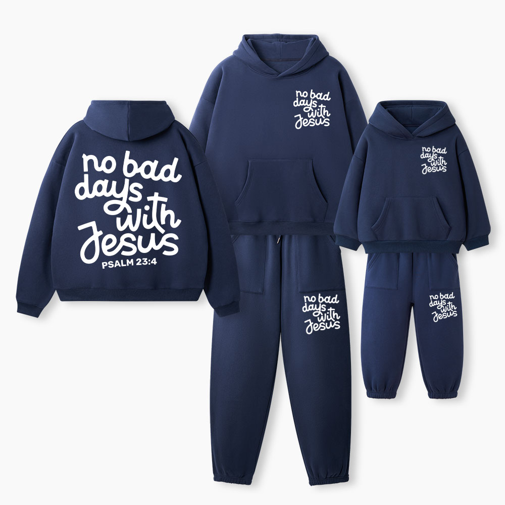 No Bad Days With Jesus Christian Premium Matching Fleece Hoodie Set