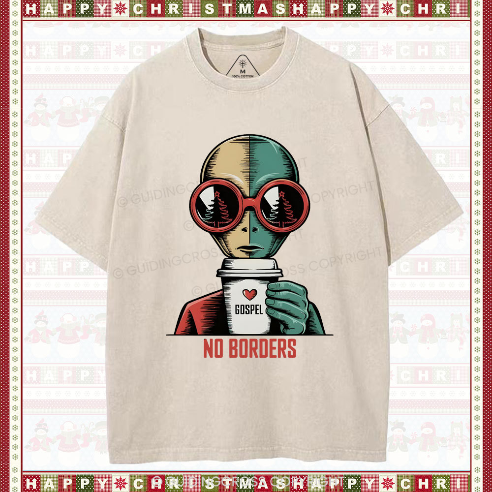 No Boroers  Christian Washed T-Shirt