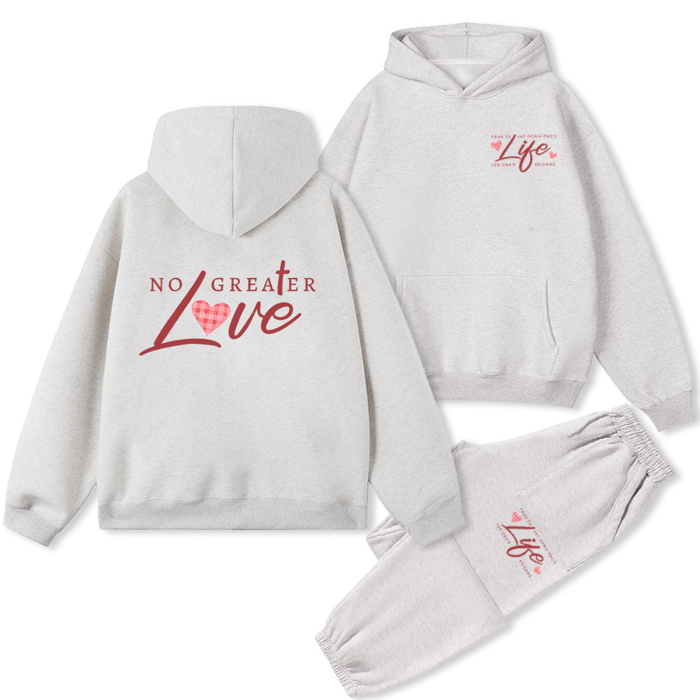 No Creater Love Christian Fleece Hoodie Set