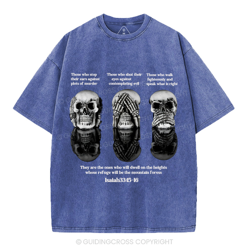 No Evil See No Evil Speak No Evil  Chrisian Washed T-Shirt