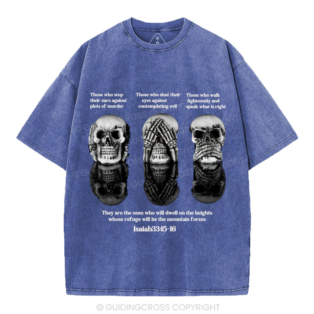 No Evil See No Evil Speak No Evil  Chrisian Washed T-Shirt