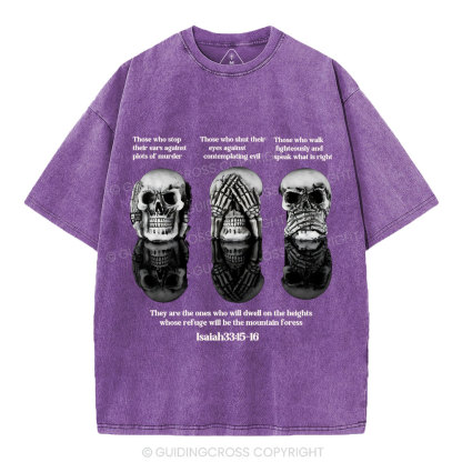 No Evil See No Evil Speak No Evil  Chrisian Washed T-Shirt