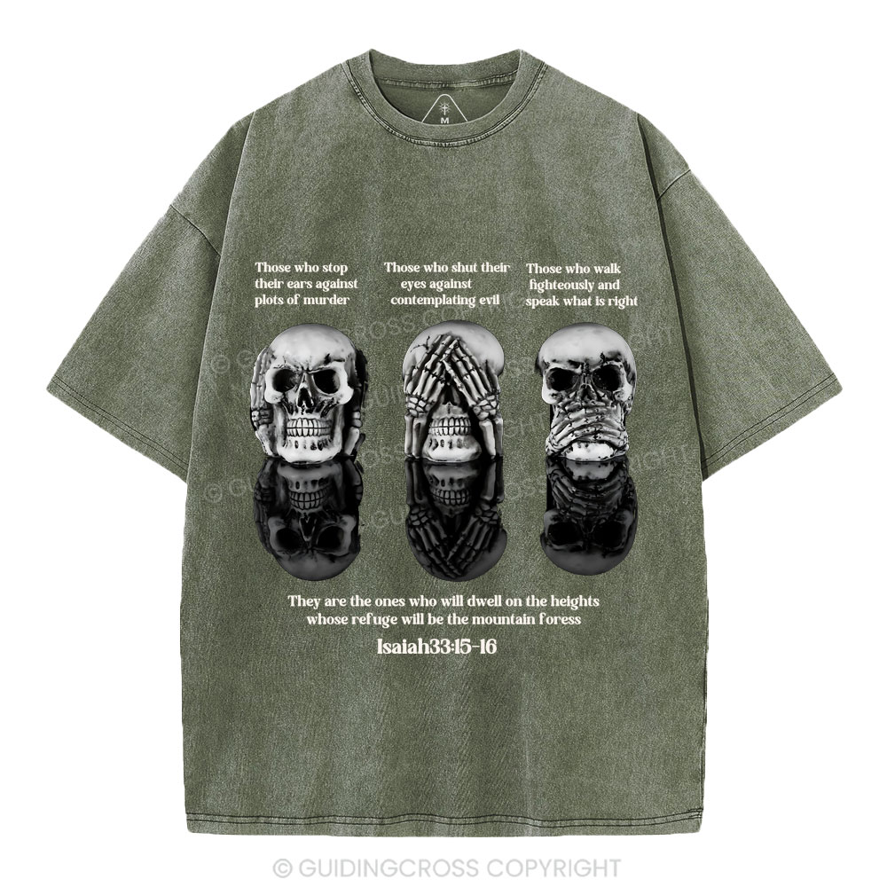 No Evil See No Evil Speak No Evil  Chrisian Washed T-Shirt