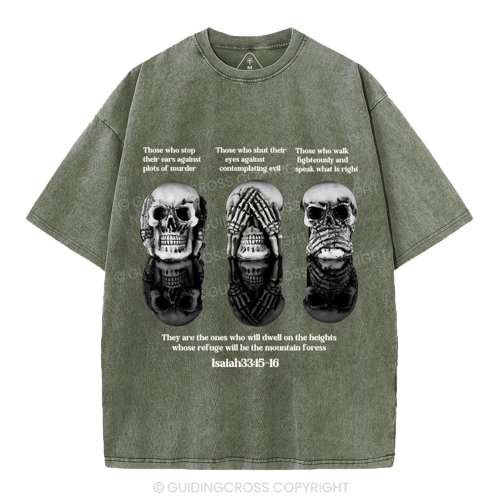 No Evil See No Evil Speak No Evil  Chrisian Washed T-Shirt