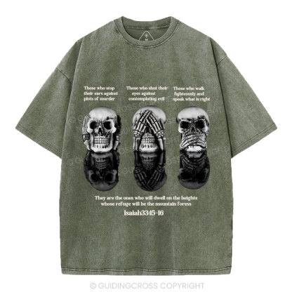 No Evil See No Evil Speak No Evil  Chrisian Washed T-Shirt