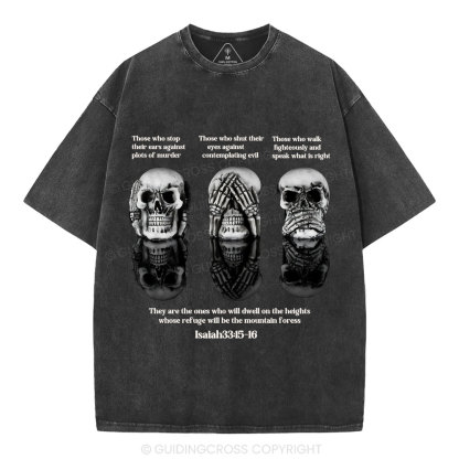 No Evil See No Evil Speak No Evil  Chrisian Washed T-Shirt