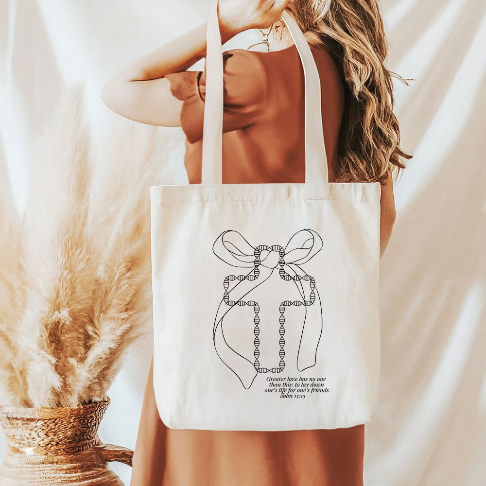 No Greater Love Christian Canvas Tote Bag