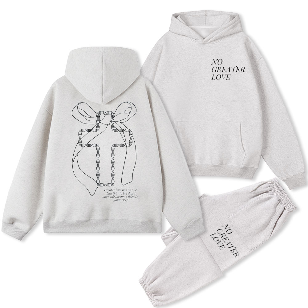 No Greater Love Christian Fleece Hoodie Set