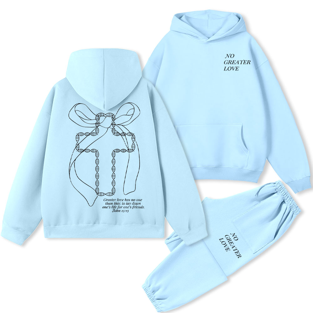 No Greater Love Christian Premium Fleece Hoodie Set Sale