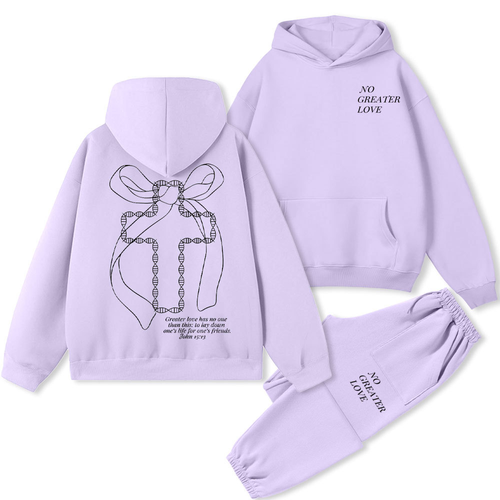 No Greater Love Christian Premium Fleece Hoodie Set Sale