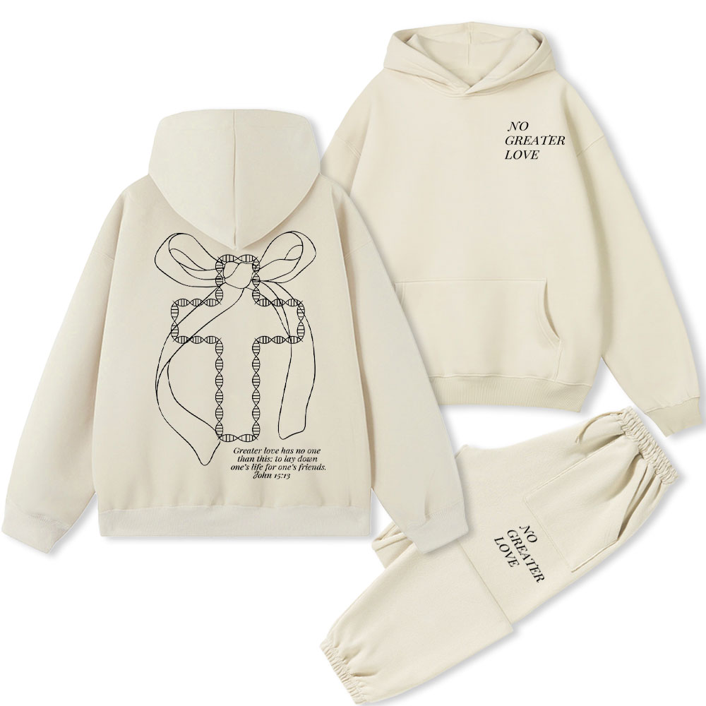 No Greater Love Christian Premium Fleece Hoodie Set Sale