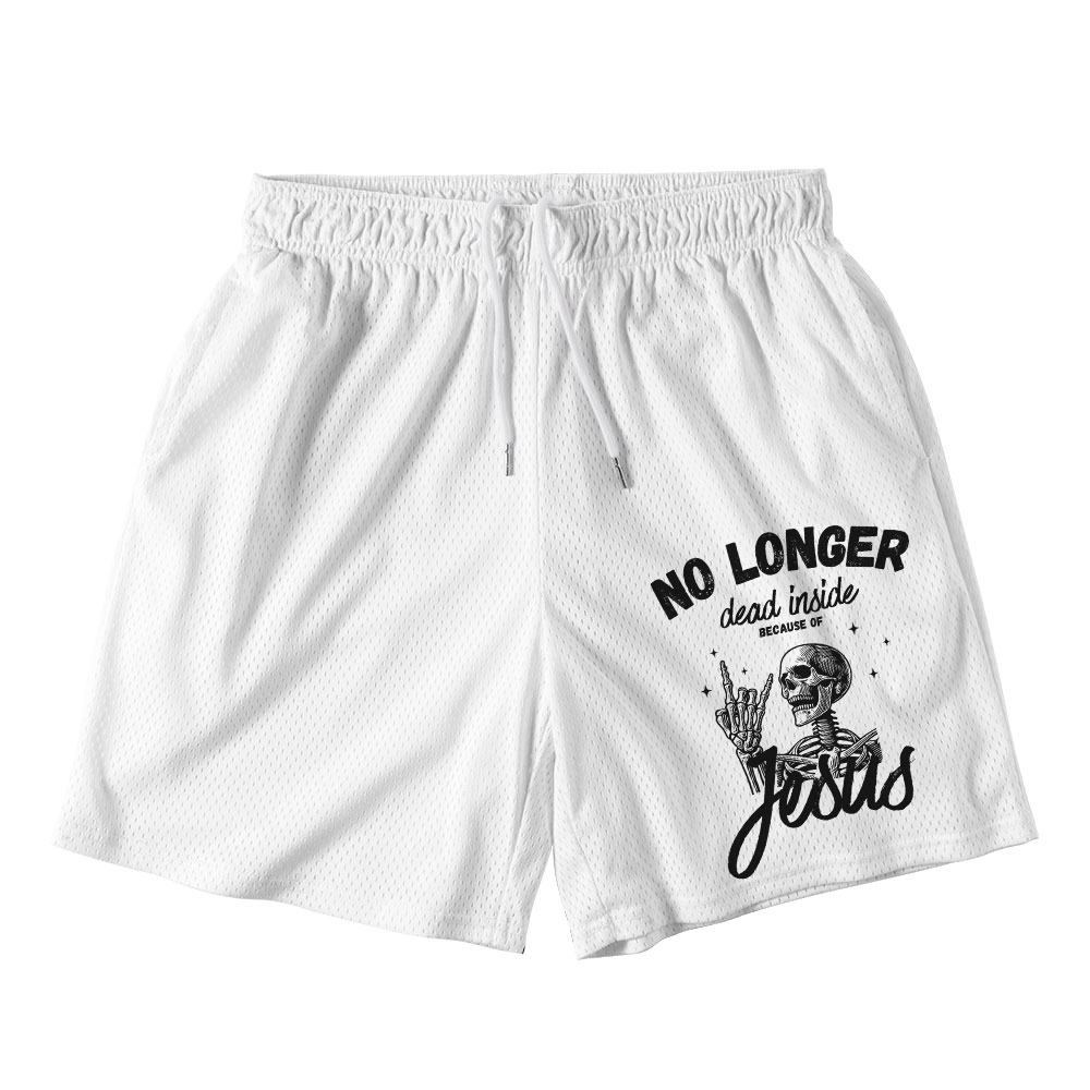 No Longer Dead Inside White Christian Mesh Shorts