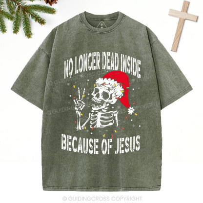 No Longer Dead Inside Christian Christmas Washed T-Shirt