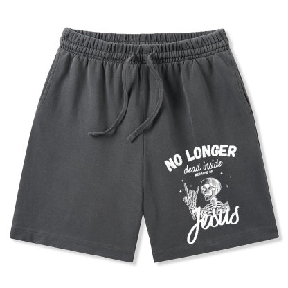 No Longer Dead  Inside Jesus Christian Washed Shorts