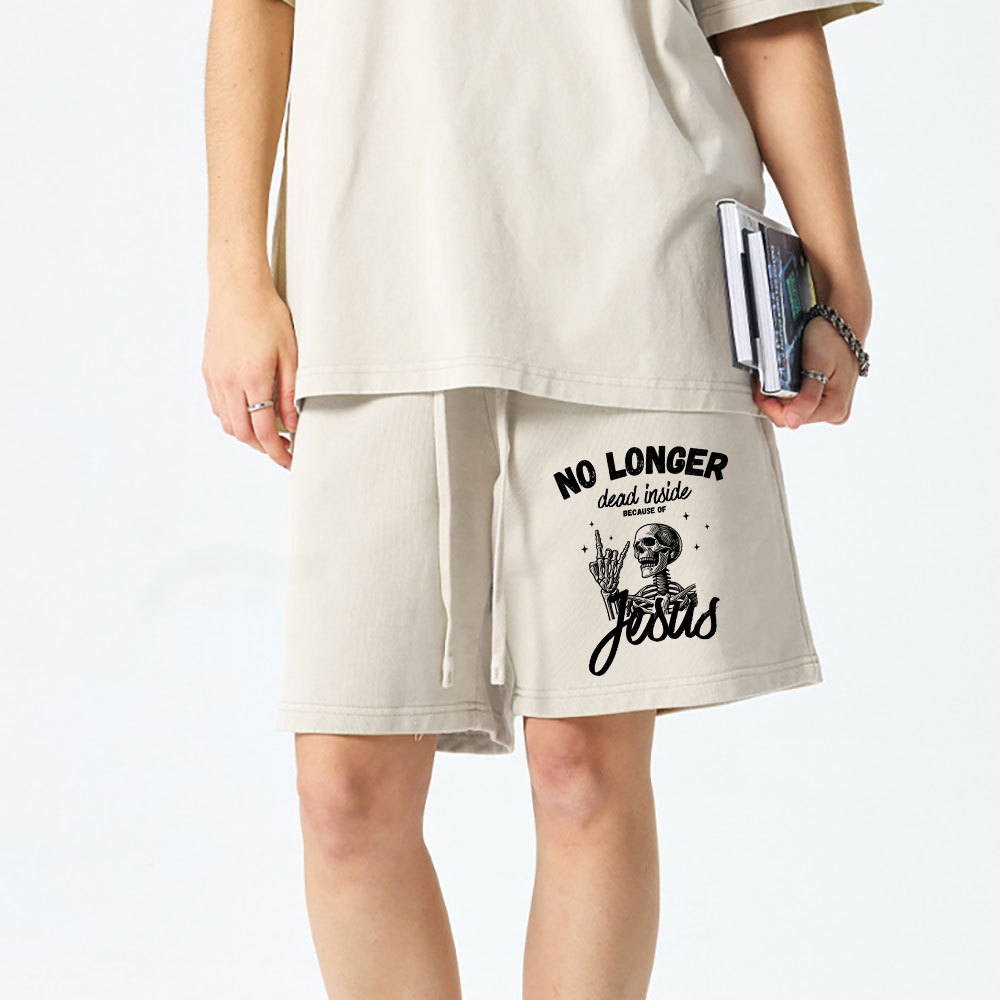 No Longer Dead  Inside Jesus Christian Washed Shorts