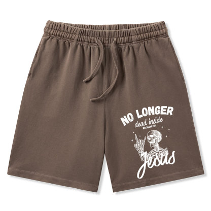 No Longer Dead  Inside Jesus Christian Washed Shorts