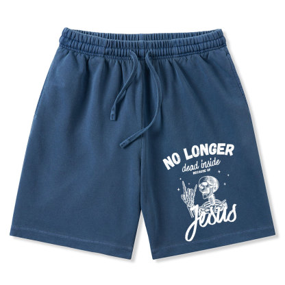 No Longer Dead  Inside Jesus Christian Washed Shorts