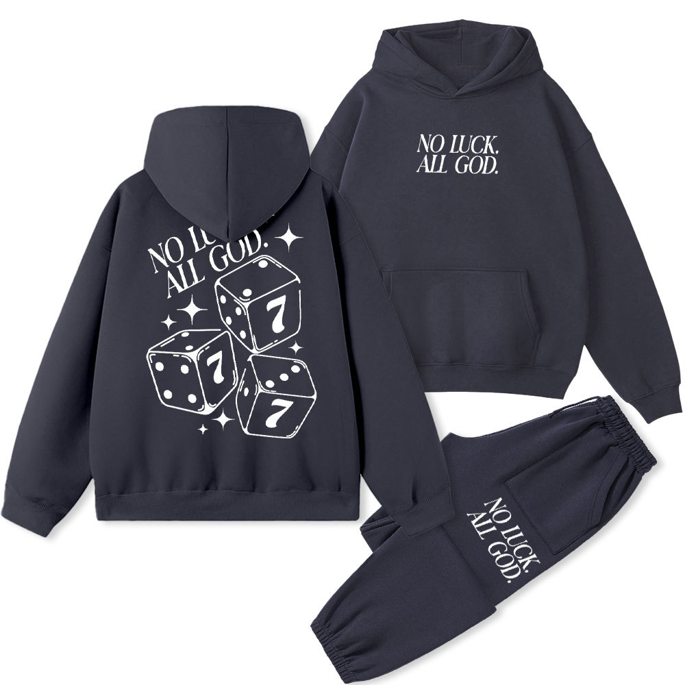 No Luck All God Christian Fleece Hoodie Set