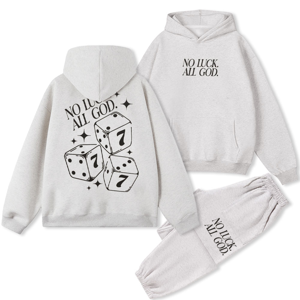No Luck All God Christian Fleece Hoodie Set