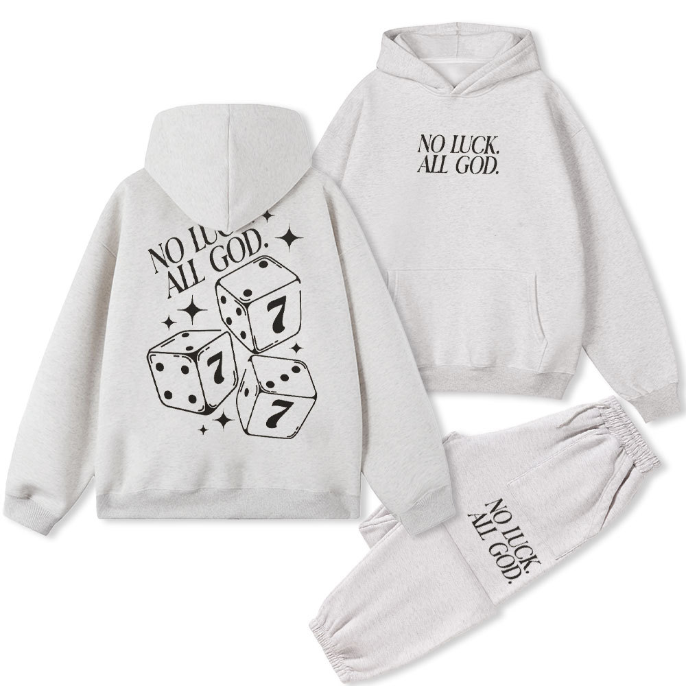 No Luck All God Christian Fleece Hoodie Set Sale - GuidingCross