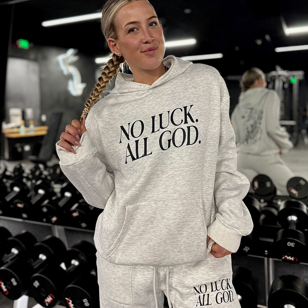 No Luck All God Christian Fleece Hoodie Set