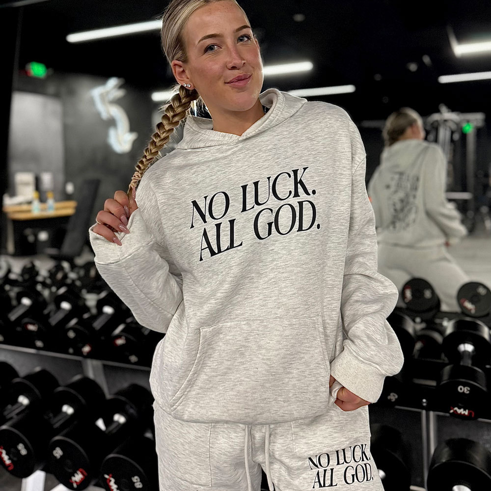 No Luck All God Christian Fleece Hoodie Set