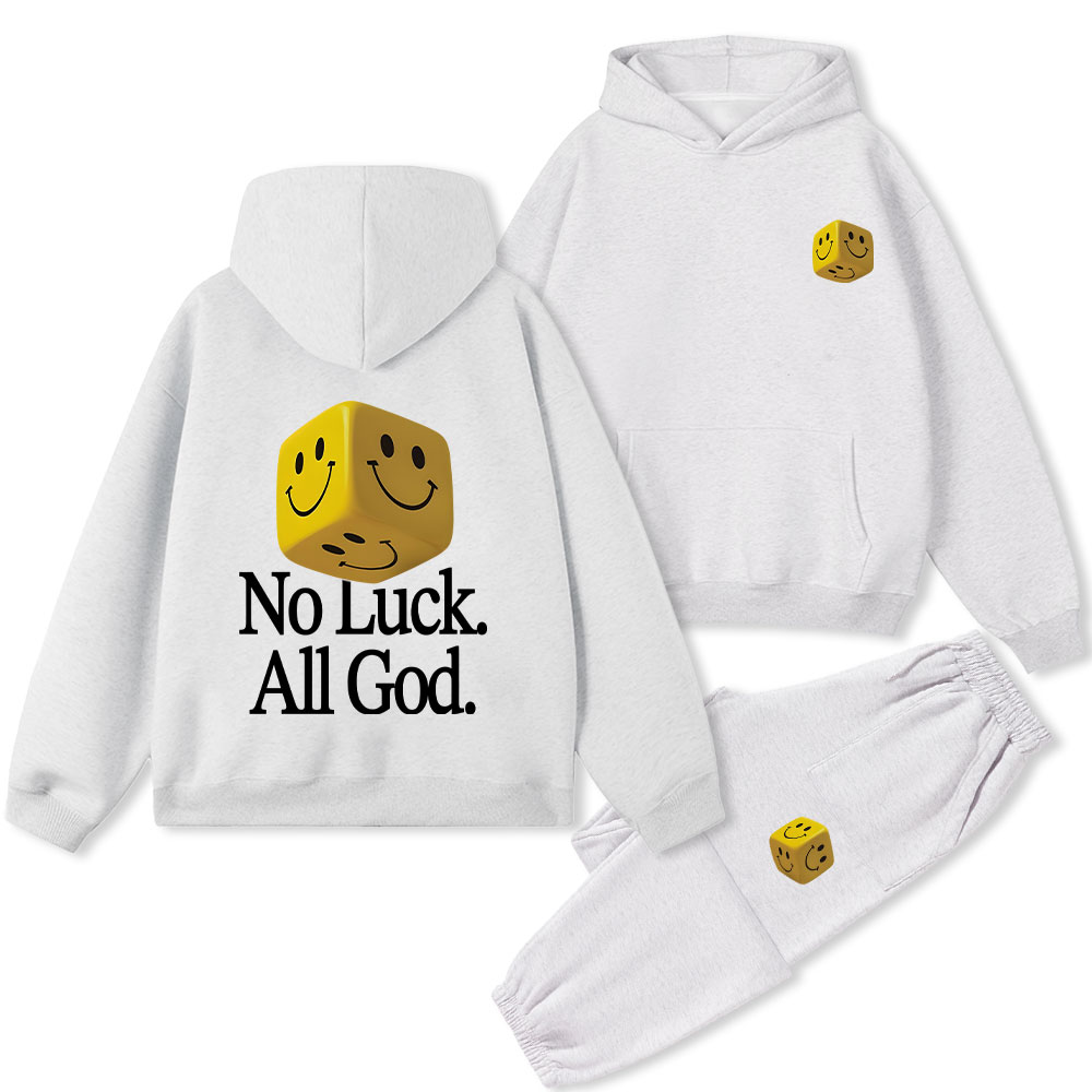No Luck All God Christian Premium Fleece Hoodie Set