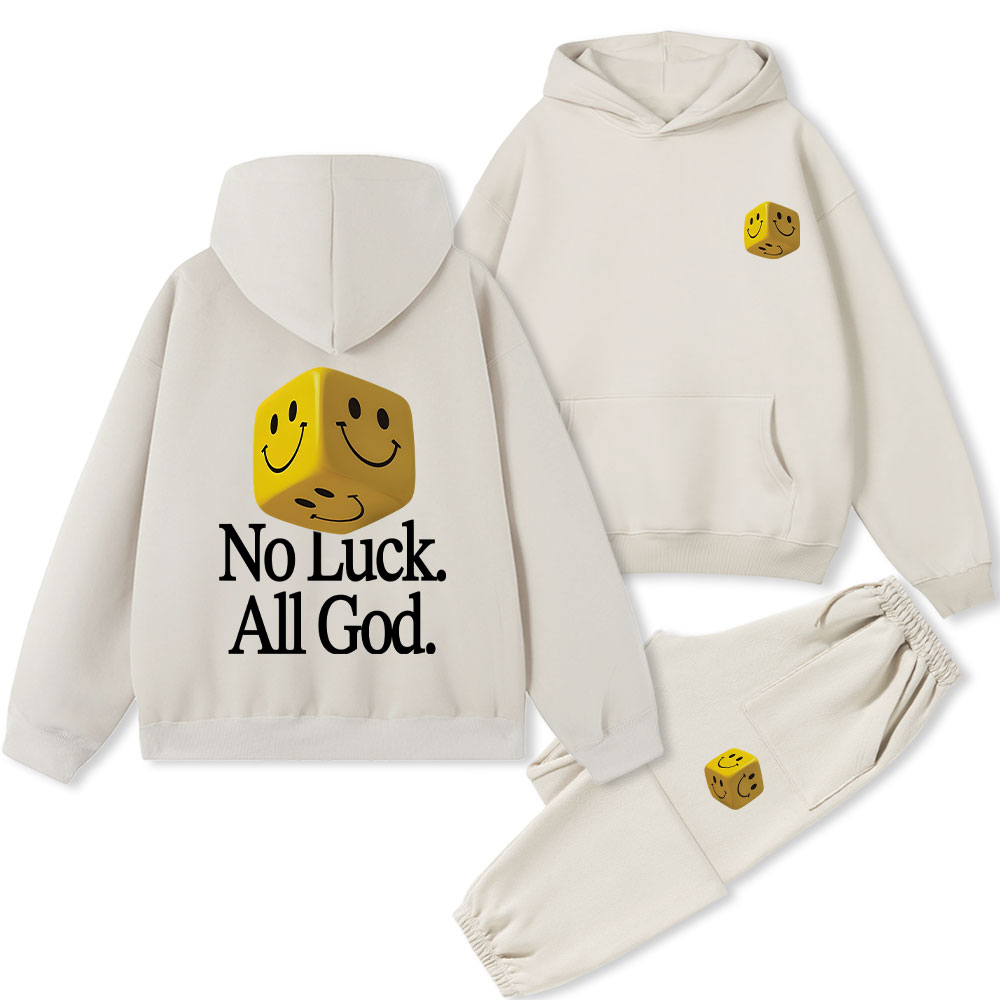 No Luck All God Christian Premium Fleece Hoodie Set