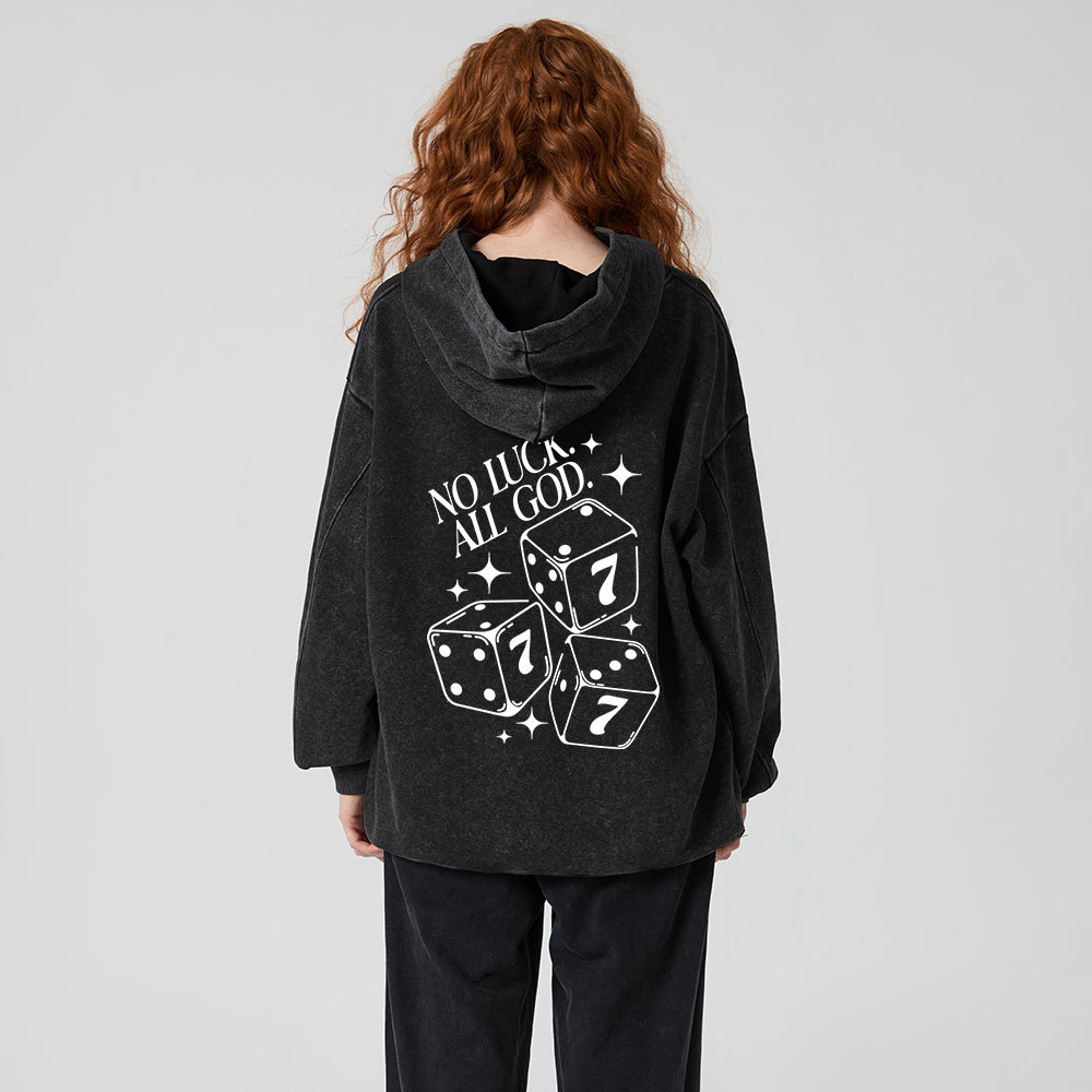 No Luck All God Christian Washed Hoodie