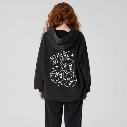 No Luck All God Christian Washed Hoodie