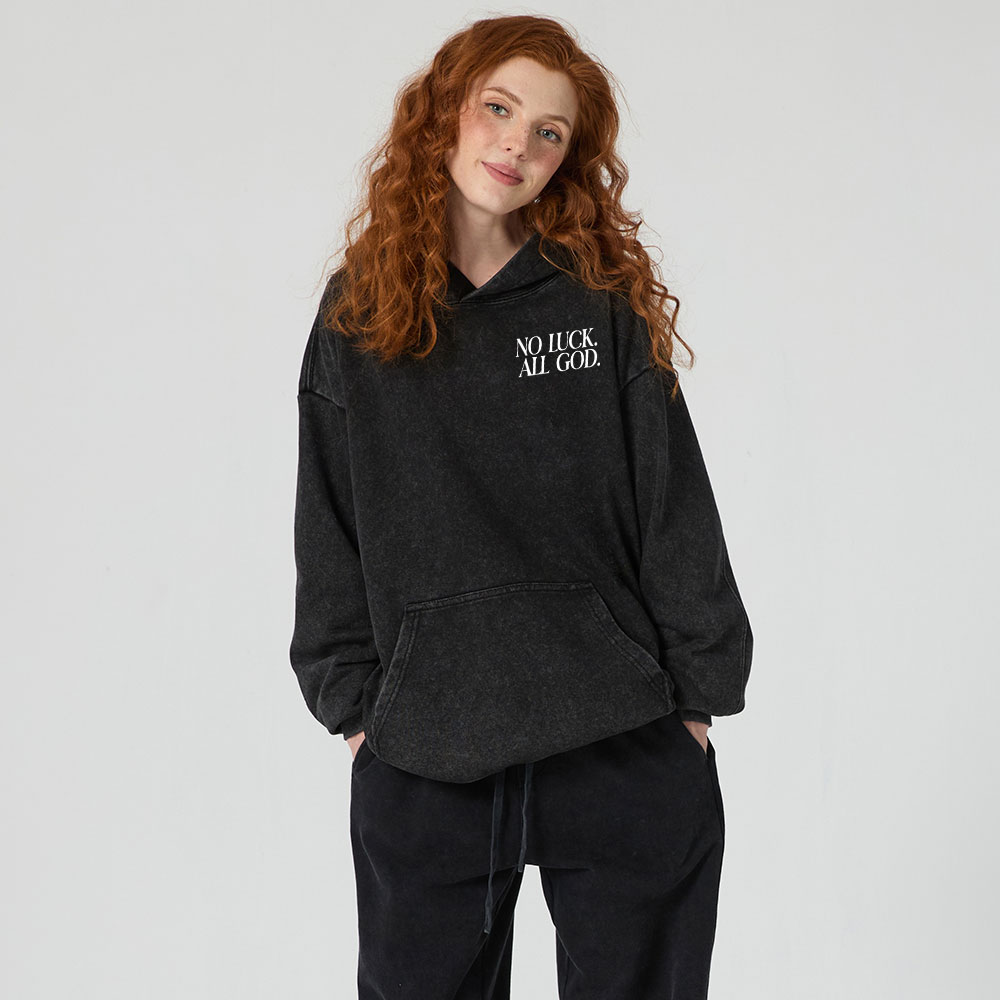 No Luck All God Christian Washed Hoodie