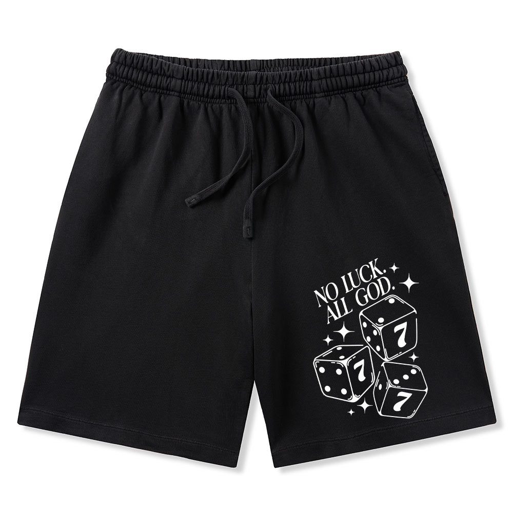 No Luck All God Christian Washed Shorts