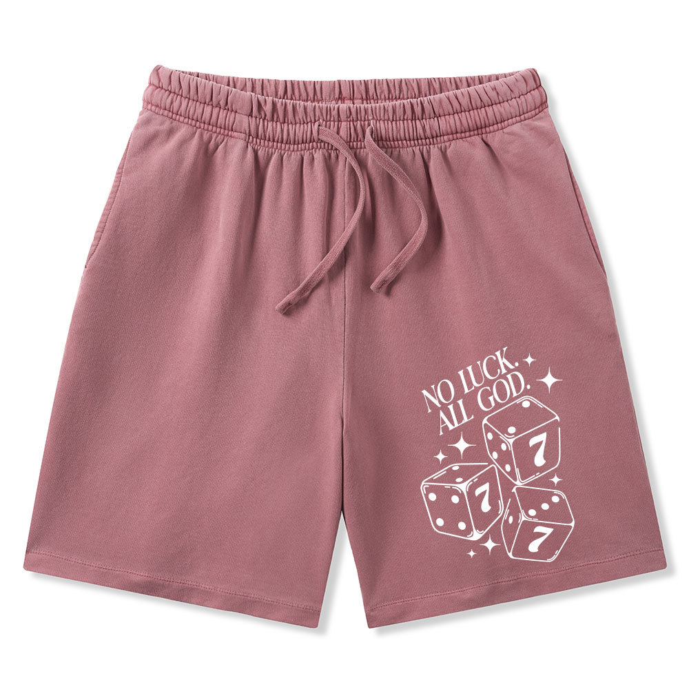 No Luck All God Christian Washed Shorts