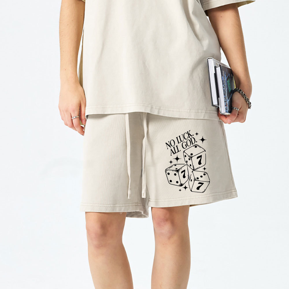 No Luck All God Christian Washed Shorts