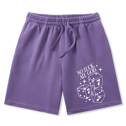 No Luck All God Christian Washed Shorts