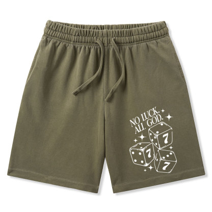 No Luck All God Christian Washed Shorts