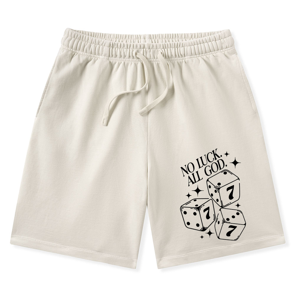 No Luck All God Christian Washed Shorts