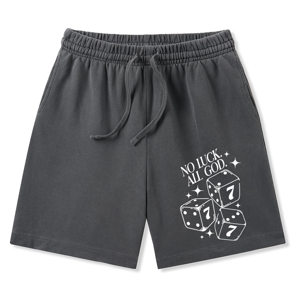 No Luck All God Christian Washed Shorts