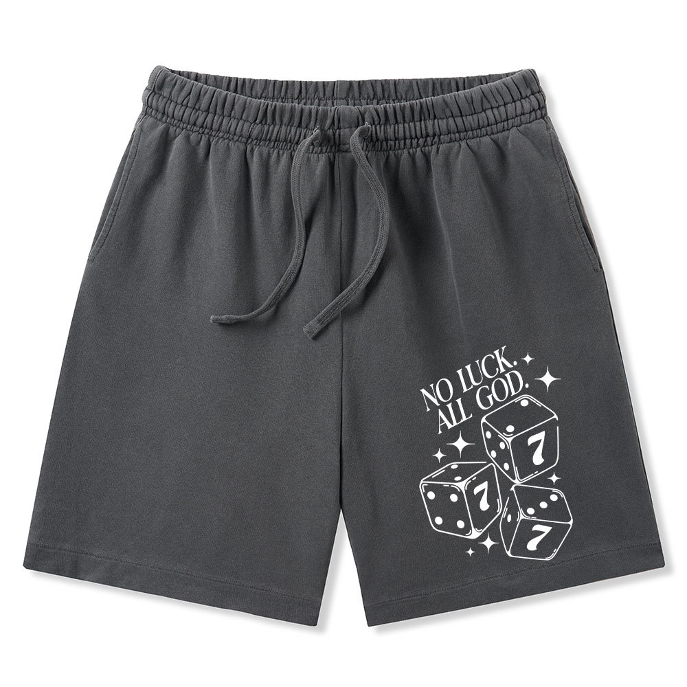No Luck All God Christian Washed Shorts