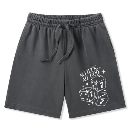 No Luck All God Christian Washed Shorts