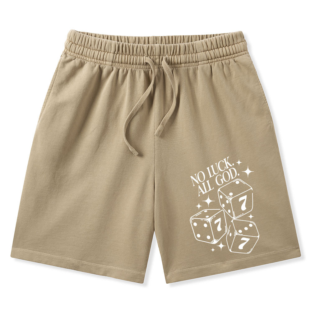 No Luck All God Christian Washed Shorts