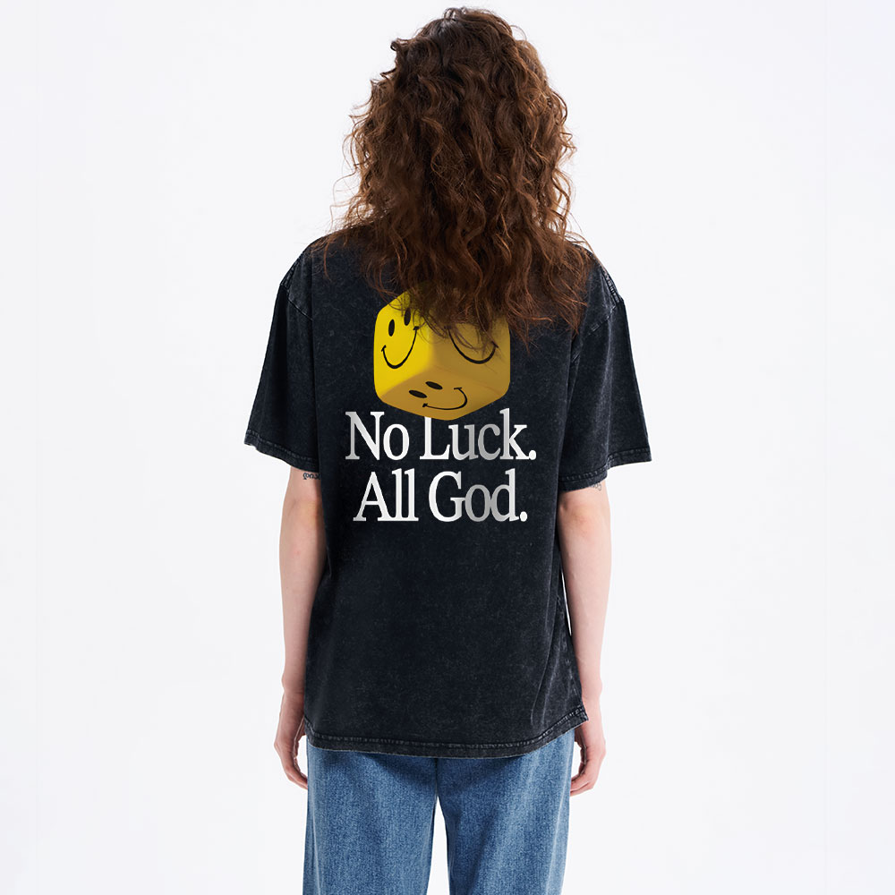 No Luck All God Christian Washed T-Shirt