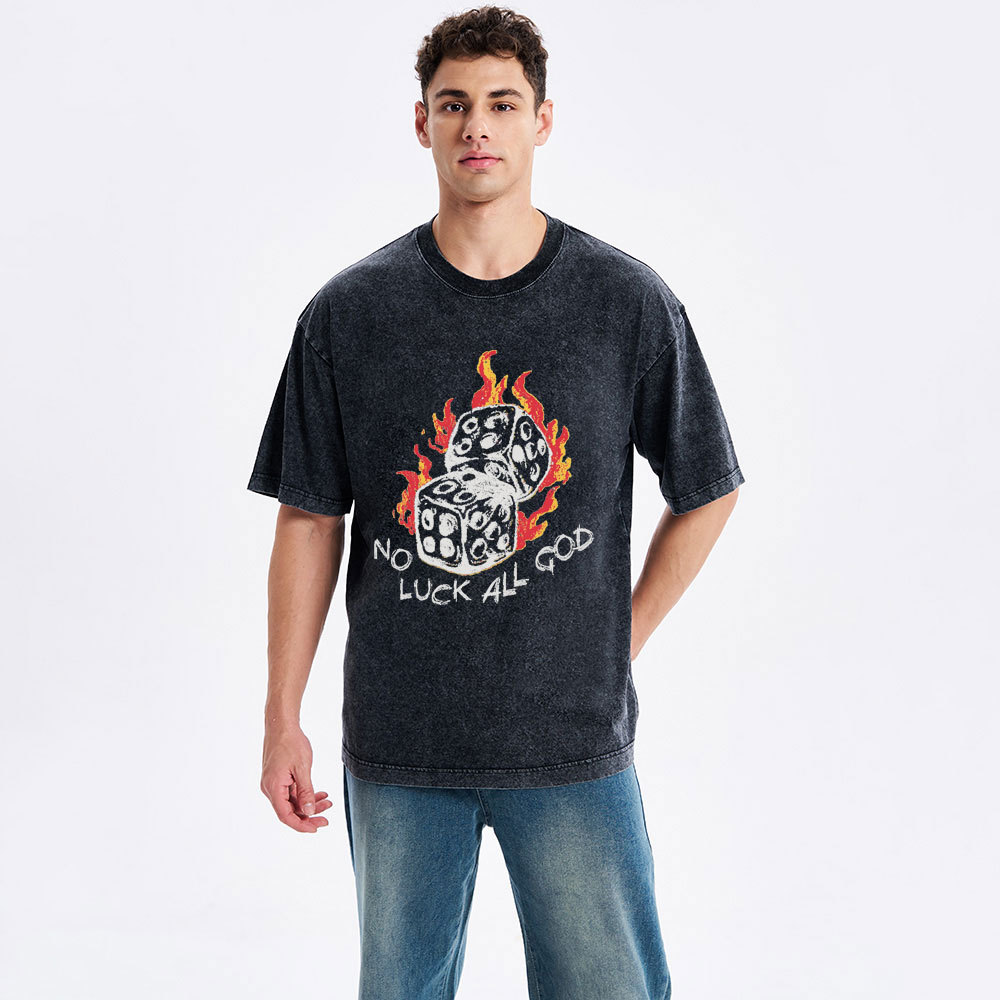 No Luck All God Christian Washed T-Shirt