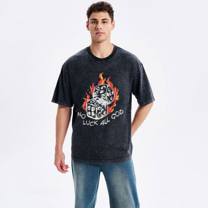 No Luck All God Christian Washed T-Shirt