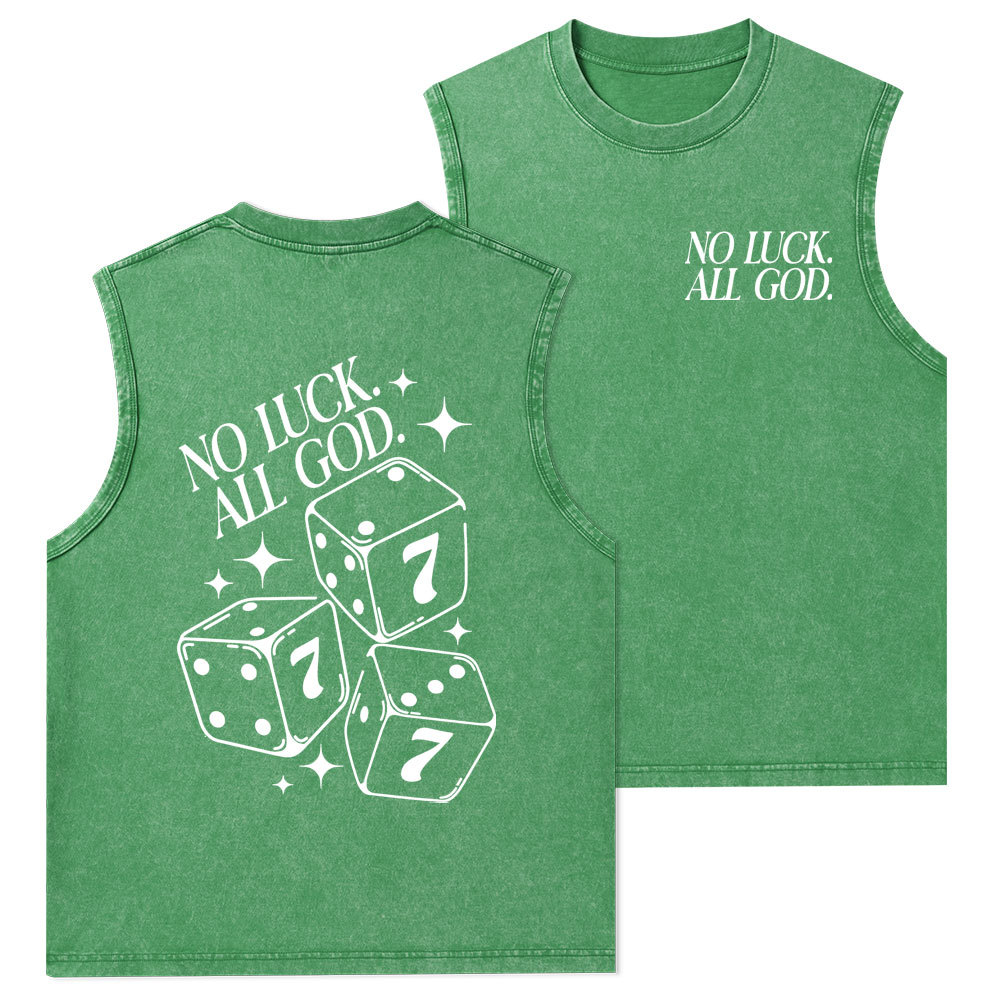 No Luck All God Christian Washed Tank Top