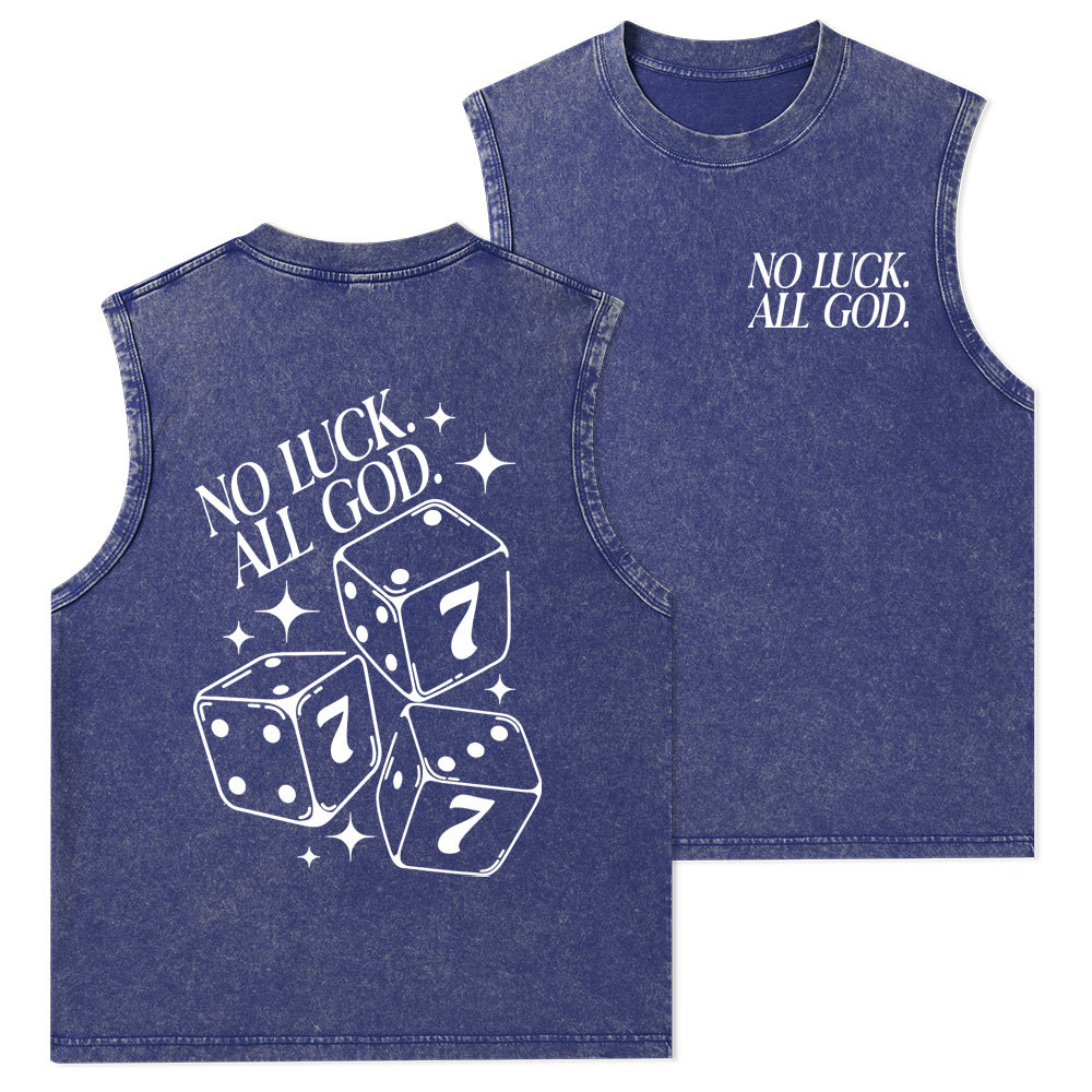 No Luck All God Christian Washed Tank Top